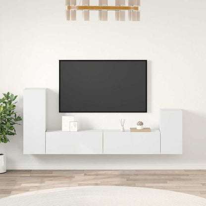 vidaXL 4 Piece TV Cabinet Set White Engineered Wood