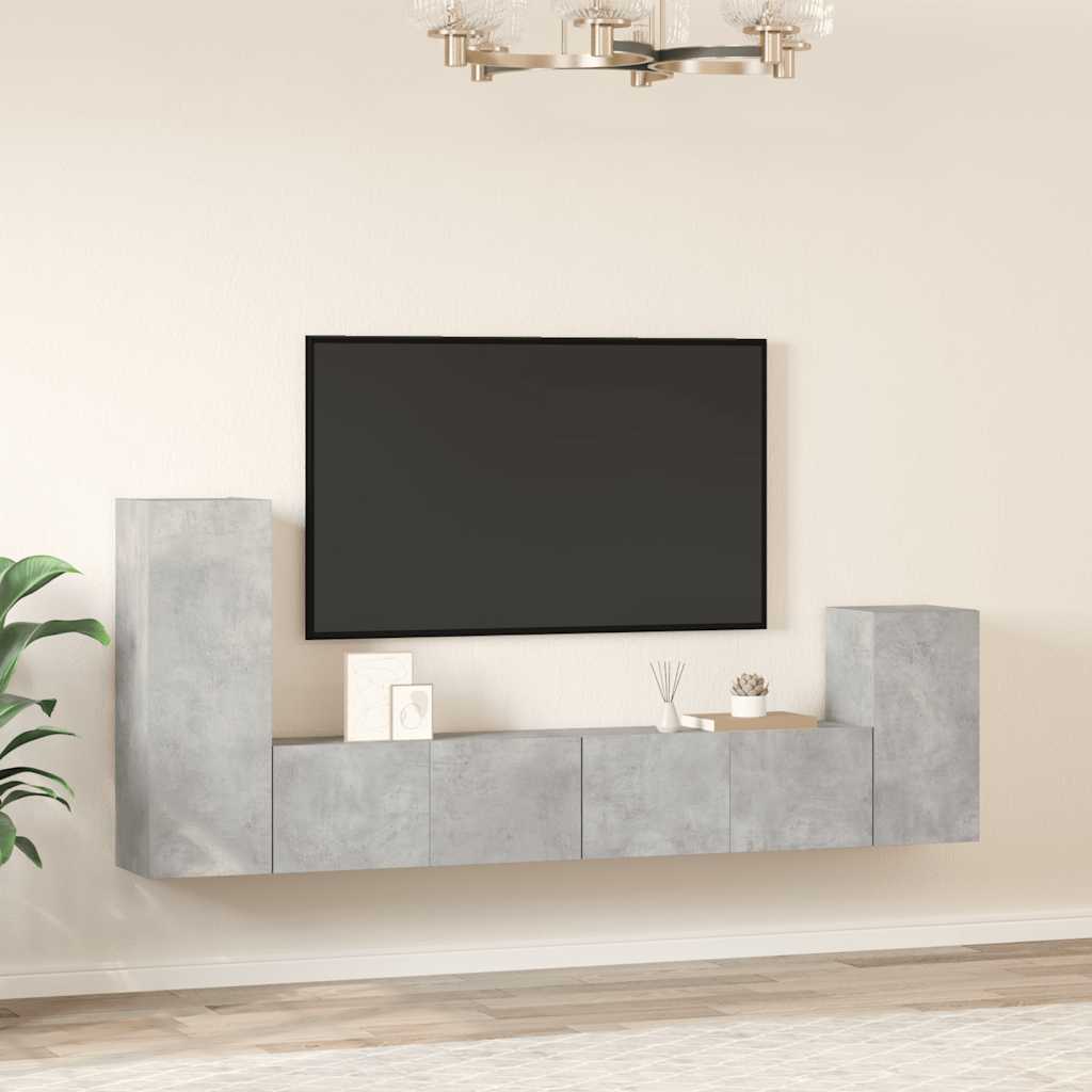 vidaXL 4 Piece TV Cabinet Set Concrete Grey Engineered Wood