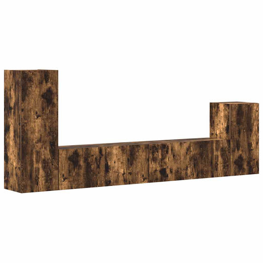 vidaXL 4 Piece TV Cabinet Set Smoked Oak Engineered Wood