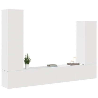 vidaXL 4 Piece TV Cabinet Set White Engineered Wood