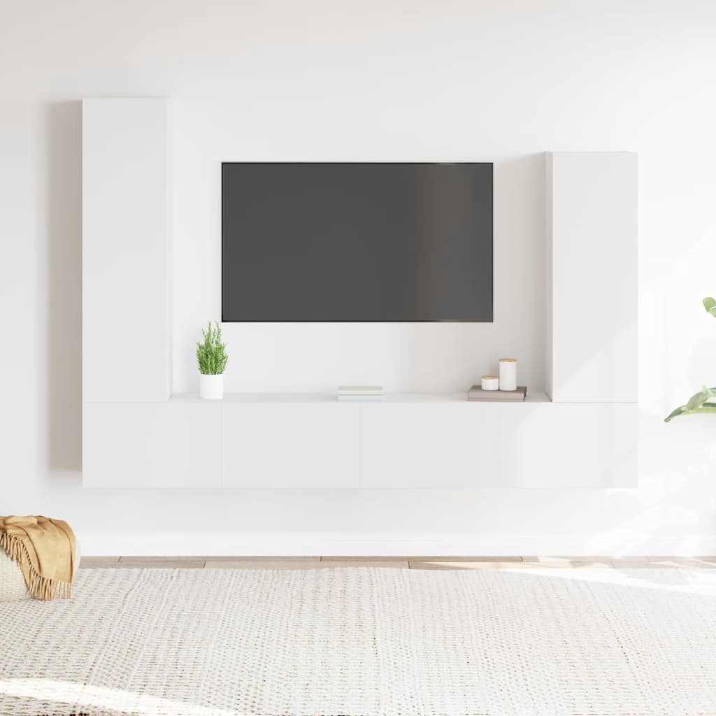 vidaXL 4 Piece TV Cabinet Set White Engineered Wood