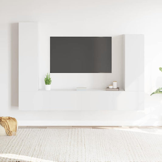 vidaXL 4 Piece TV Cabinet Set White Engineered Wood