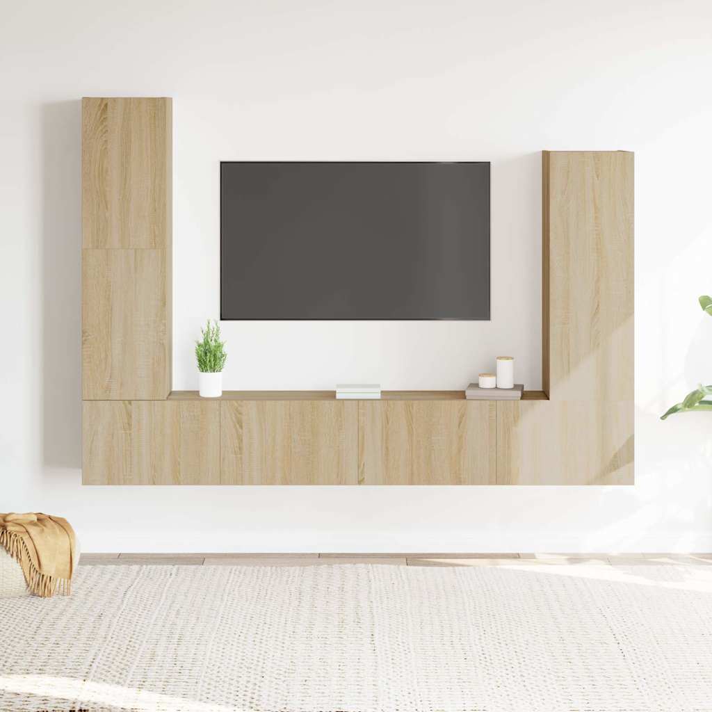 vidaXL 4 Piece TV Cabinet Set Sonoma Oak Engineered Wood