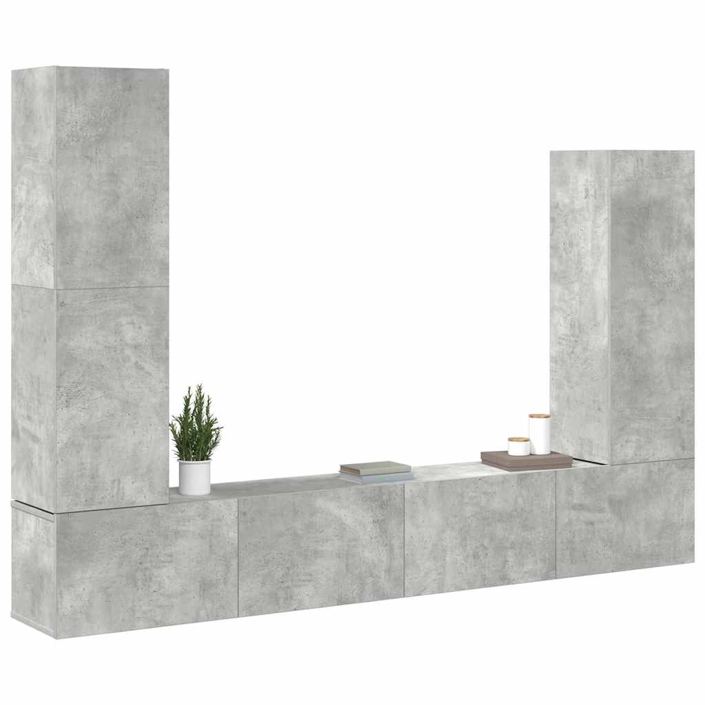 vidaXL 4 Piece TV Cabinet Set Concrete Grey Engineered Wood
