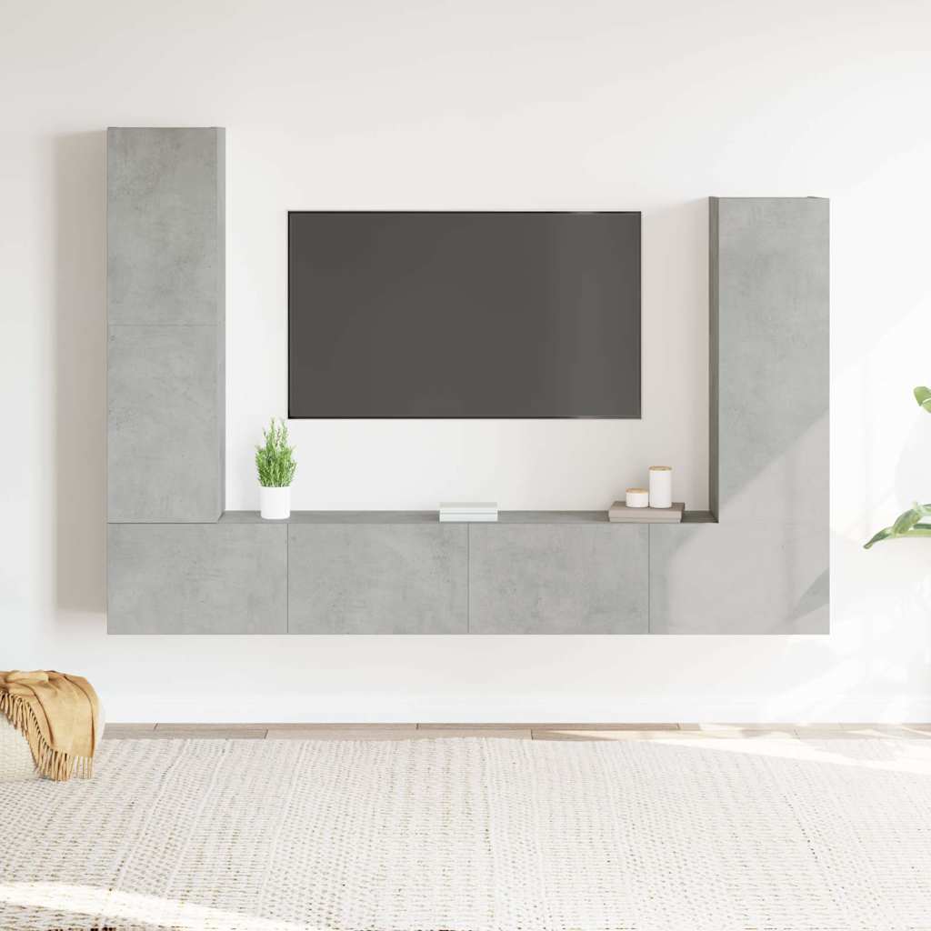 vidaXL 4 Piece TV Cabinet Set Concrete Grey Engineered Wood