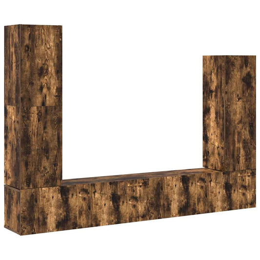 vidaXL 4 Piece TV Cabinet Set Smoked Oak Engineered Wood