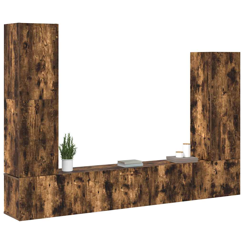 vidaXL 4 Piece TV Cabinet Set Smoked Oak Engineered Wood