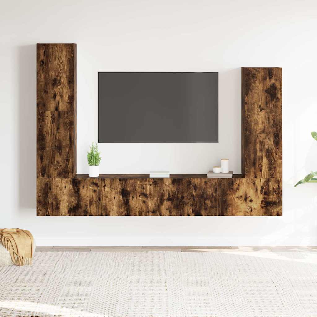 vidaXL 4 Piece TV Cabinet Set Smoked Oak Engineered Wood