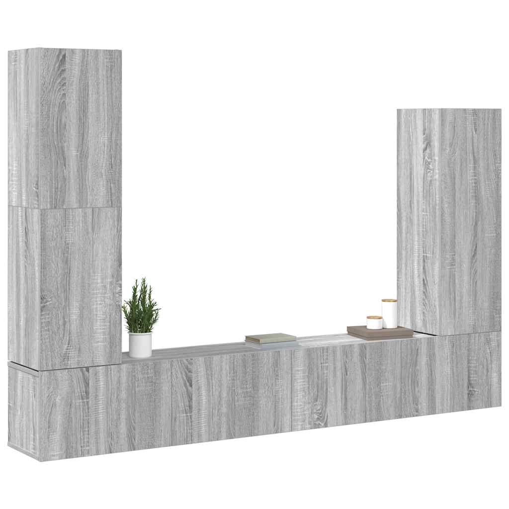 vidaXL 4 Piece TV Cabinet Set Grey Sonoma Engineered Wood