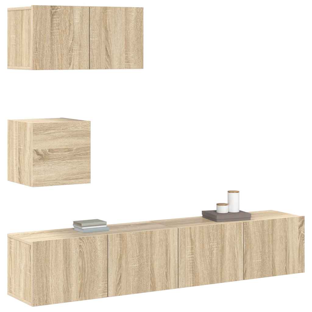 vidaXL 4 Piece TV Cabinet Set Sonoma Oak Engineered Wood