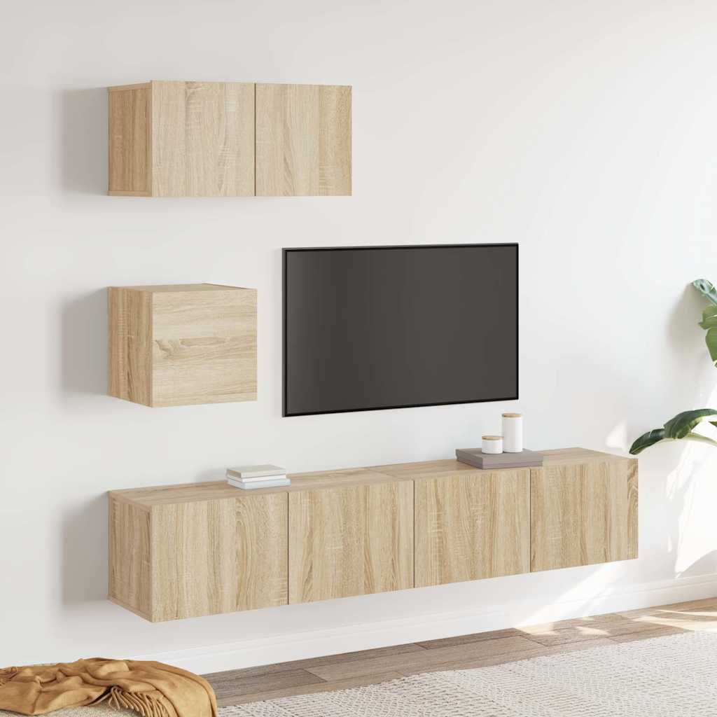 vidaXL 4 Piece TV Cabinet Set Sonoma Oak Engineered Wood