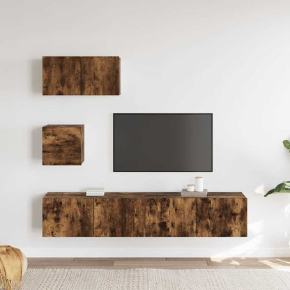 vidaXL 4 Piece TV Cabinet Set Smoked Oak Engineered Wood
