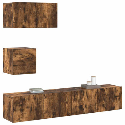 vidaXL 4 Piece TV Cabinet Set Smoked Oak Engineered Wood