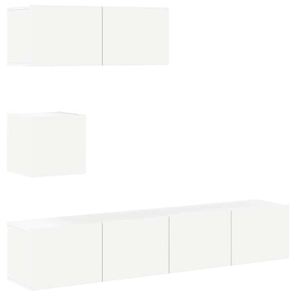 vidaXL 4 Piece TV Cabinet Set White Engineered Wood