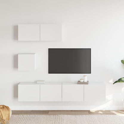 vidaXL 4 Piece TV Cabinet Set White Engineered Wood