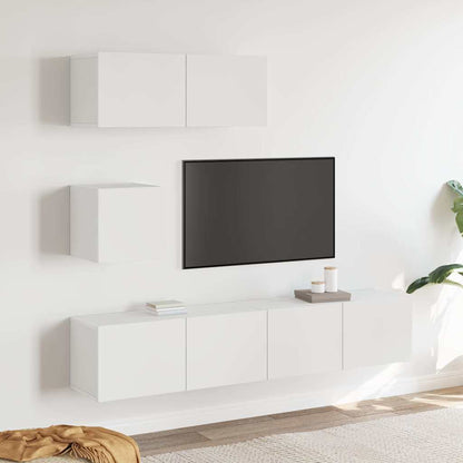 vidaXL 4 Piece TV Cabinet Set White Engineered Wood