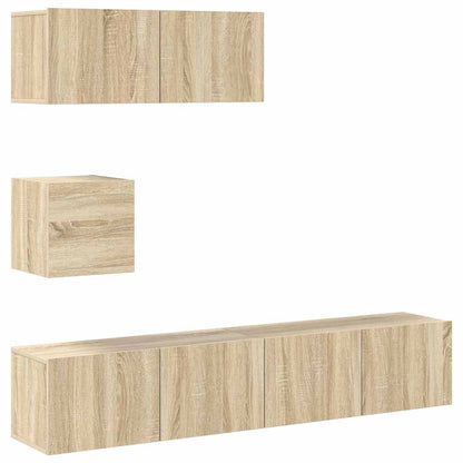 vidaXL 4 Piece TV Cabinet Set Sonoma Oak Engineered Wood