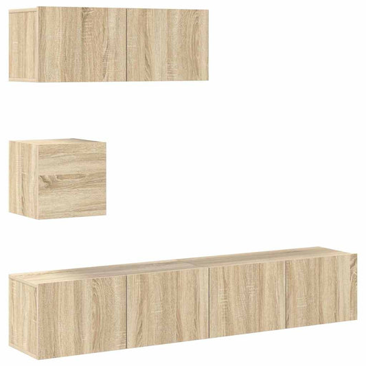 vidaXL 4 Piece TV Cabinet Set Sonoma Oak Engineered Wood