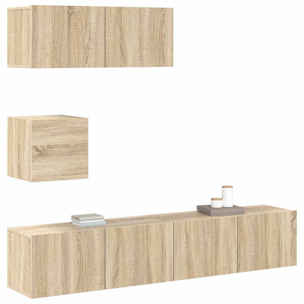 vidaXL 4 Piece TV Cabinet Set Sonoma Oak Engineered Wood