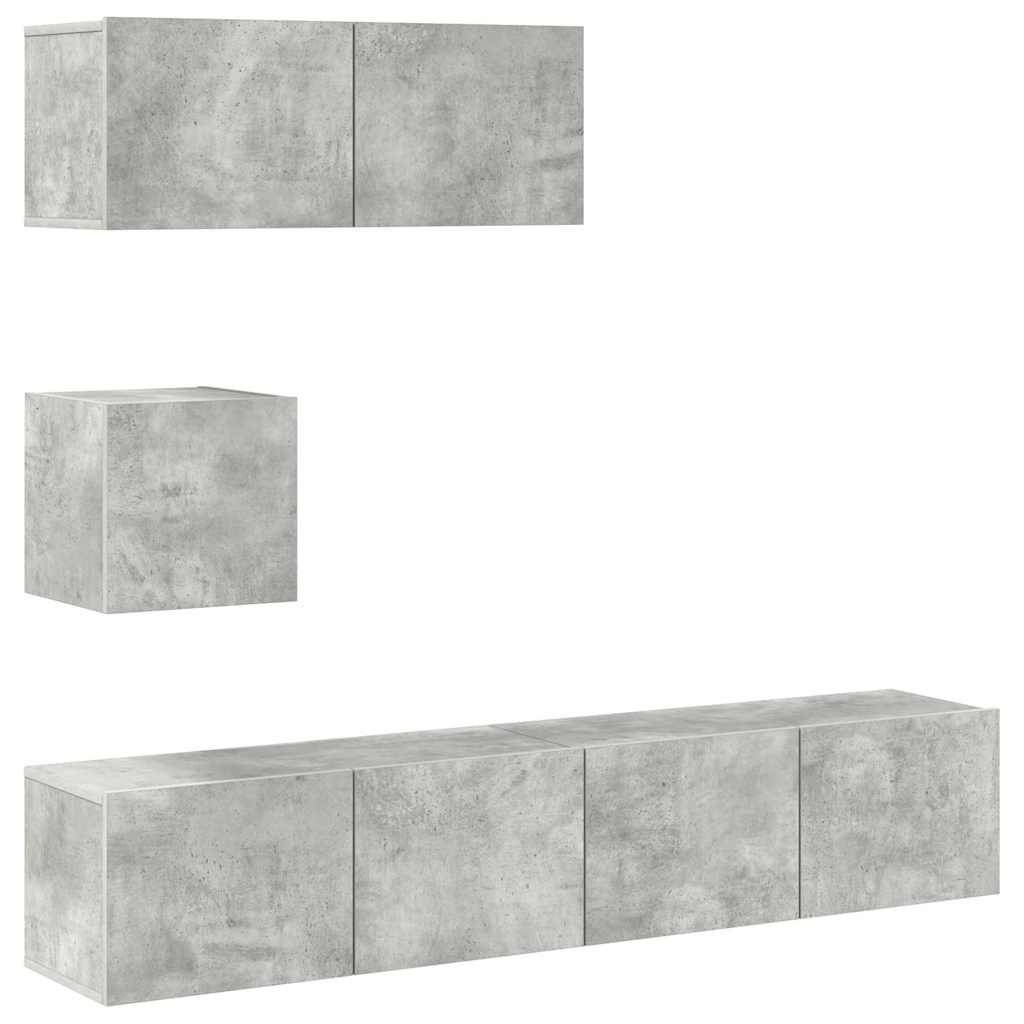 vidaXL 4 Piece TV Cabinet Set Concrete Grey Engineered Wood
