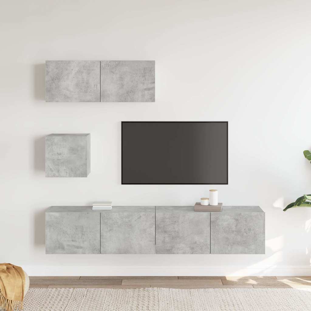 vidaXL 4 Piece TV Cabinet Set Concrete Grey Engineered Wood