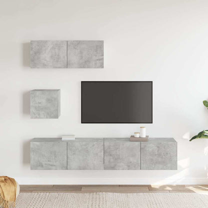 vidaXL 4 Piece TV Cabinet Set Concrete Grey Engineered Wood