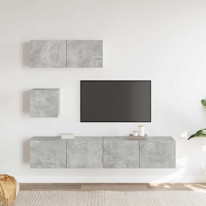 vidaXL 4 Piece TV Cabinet Set Concrete Grey Engineered Wood