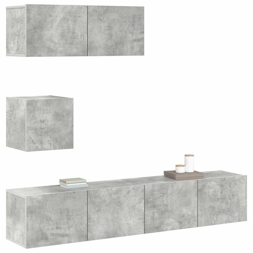 vidaXL 4 Piece TV Cabinet Set Concrete Grey Engineered Wood