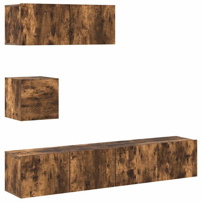 vidaXL 4 Piece TV Cabinet Set Smoked Oak Engineered Wood