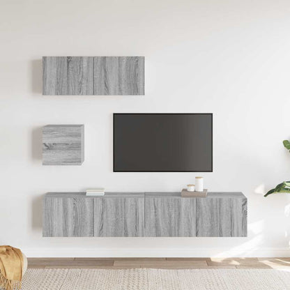 vidaXL 4 Piece TV Cabinet Set Grey Sonoma Engineered Wood