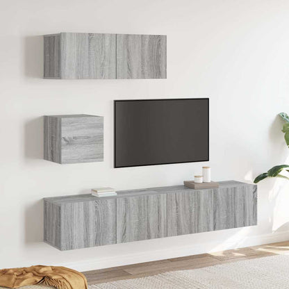 vidaXL 4 Piece TV Cabinet Set Grey Sonoma Engineered Wood