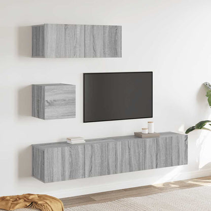 vidaXL 4 Piece TV Cabinet Set Grey Sonoma Engineered Wood