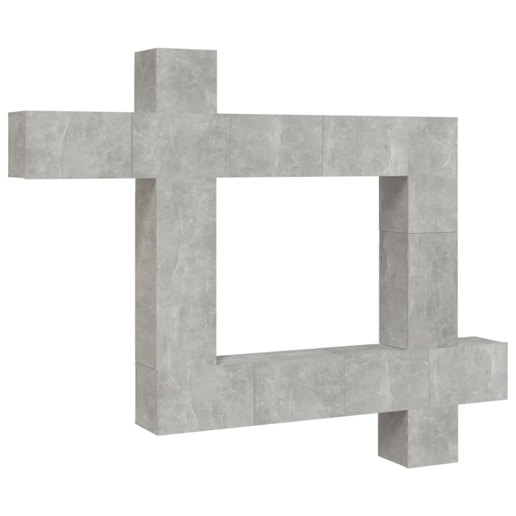 vidaXL 9 Piece TV Cabinet Set Concrete Grey Engineered Wood