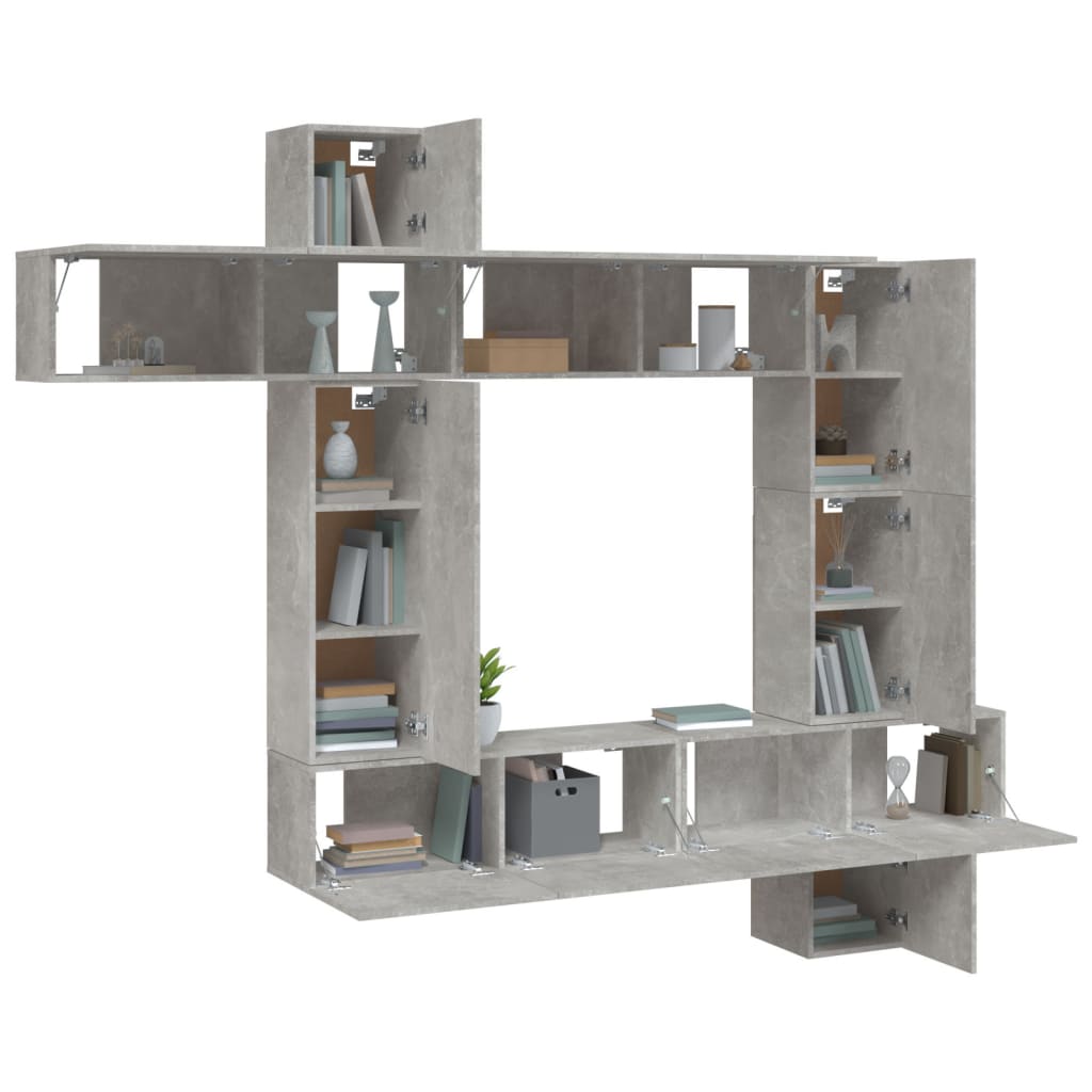 vidaXL 9 Piece TV Cabinet Set Concrete Grey Engineered Wood