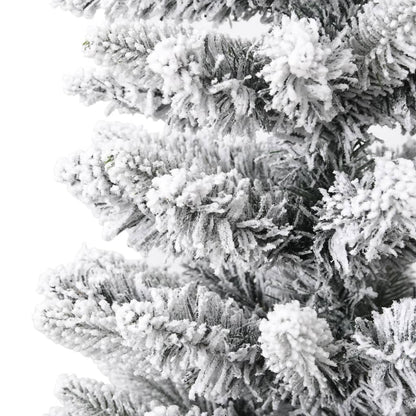 vidaXL Artificial Slim Christmas Tree with Flocked Snow 180 cm PVC&PE
