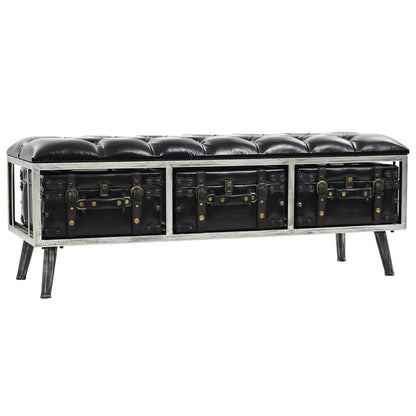 vidaXL Storage Bench 110 cm Black Faux Leather