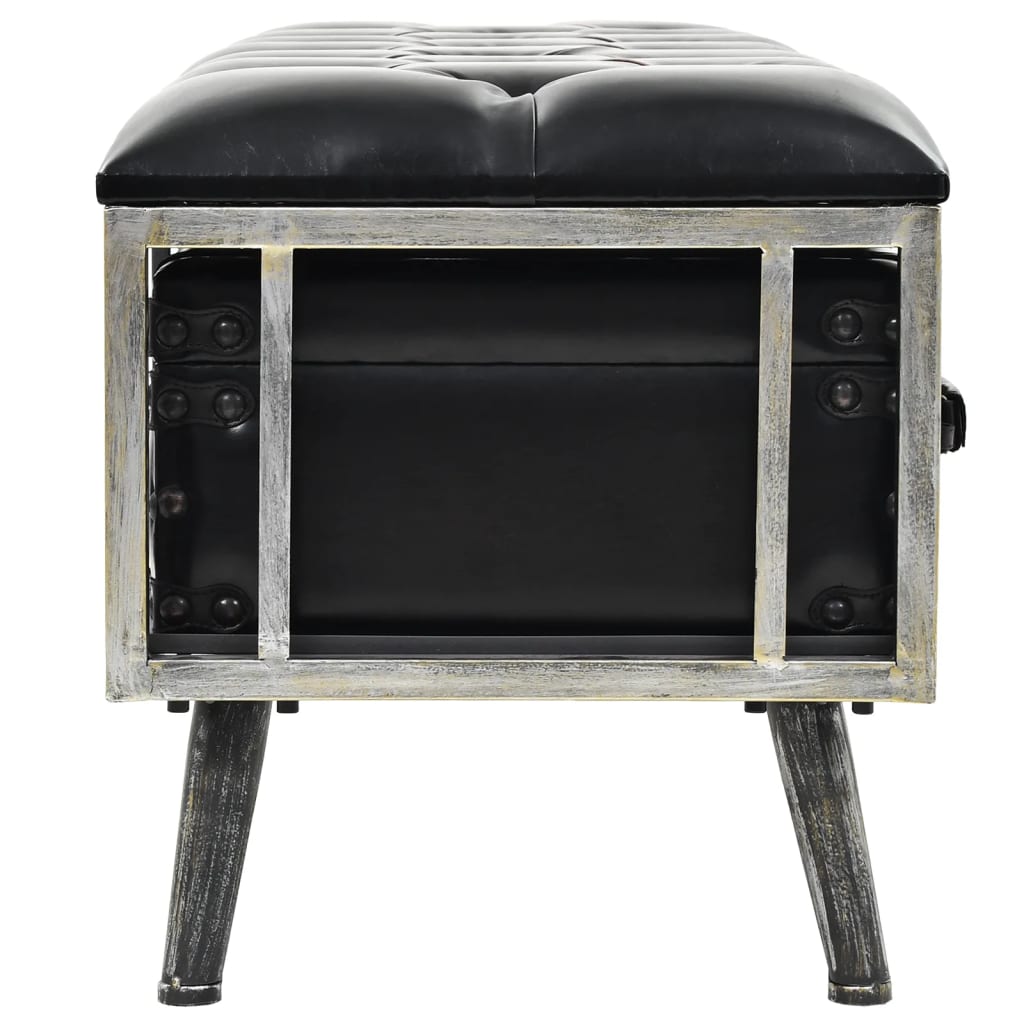 vidaXL Storage Bench 110 cm Black Faux Leather