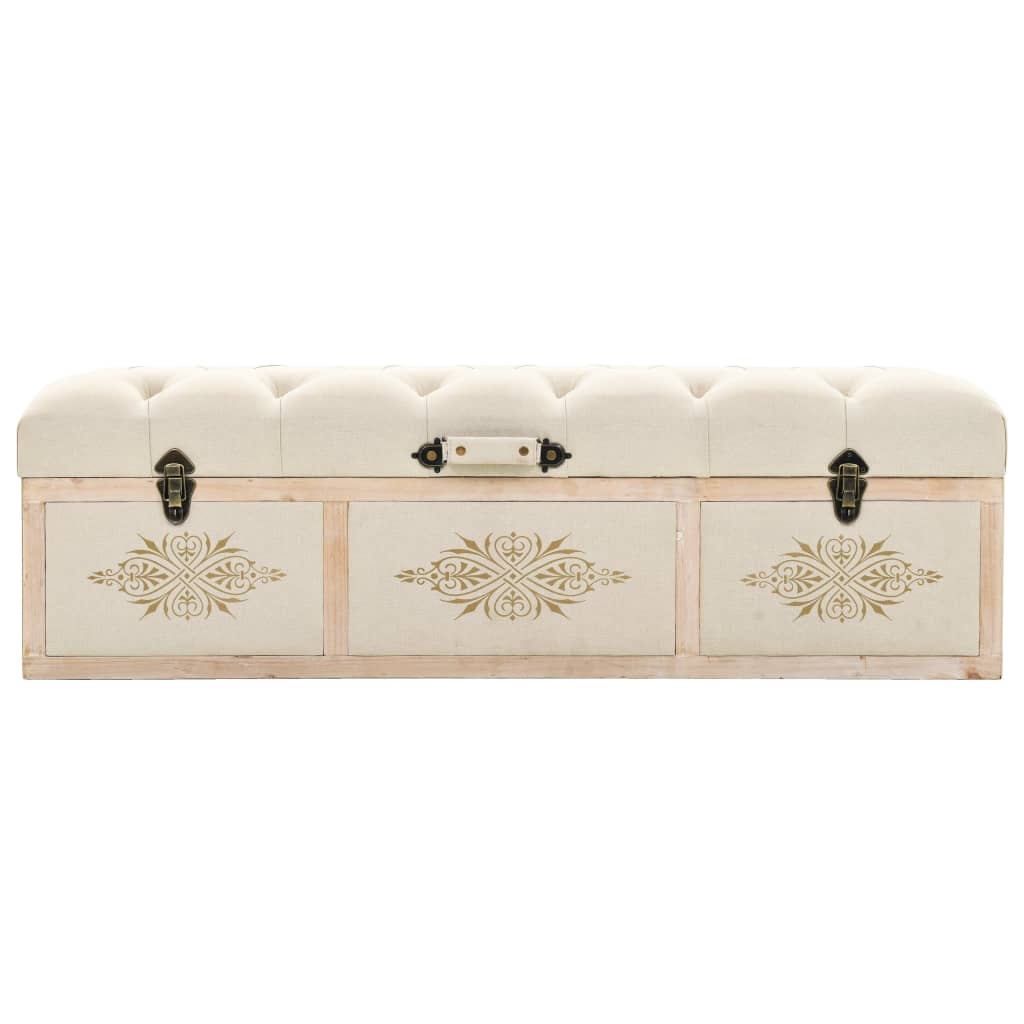 vidaXL Storage Bench 110 cm Cream Solid Wood Fir