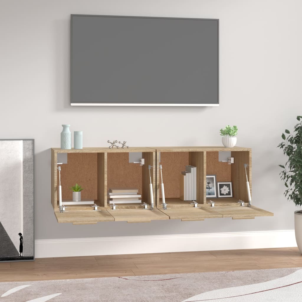 vidaXL Wall Cabinets 2 pcs Sonoma Oak 60x36.5x35 cm Engineered Wood
