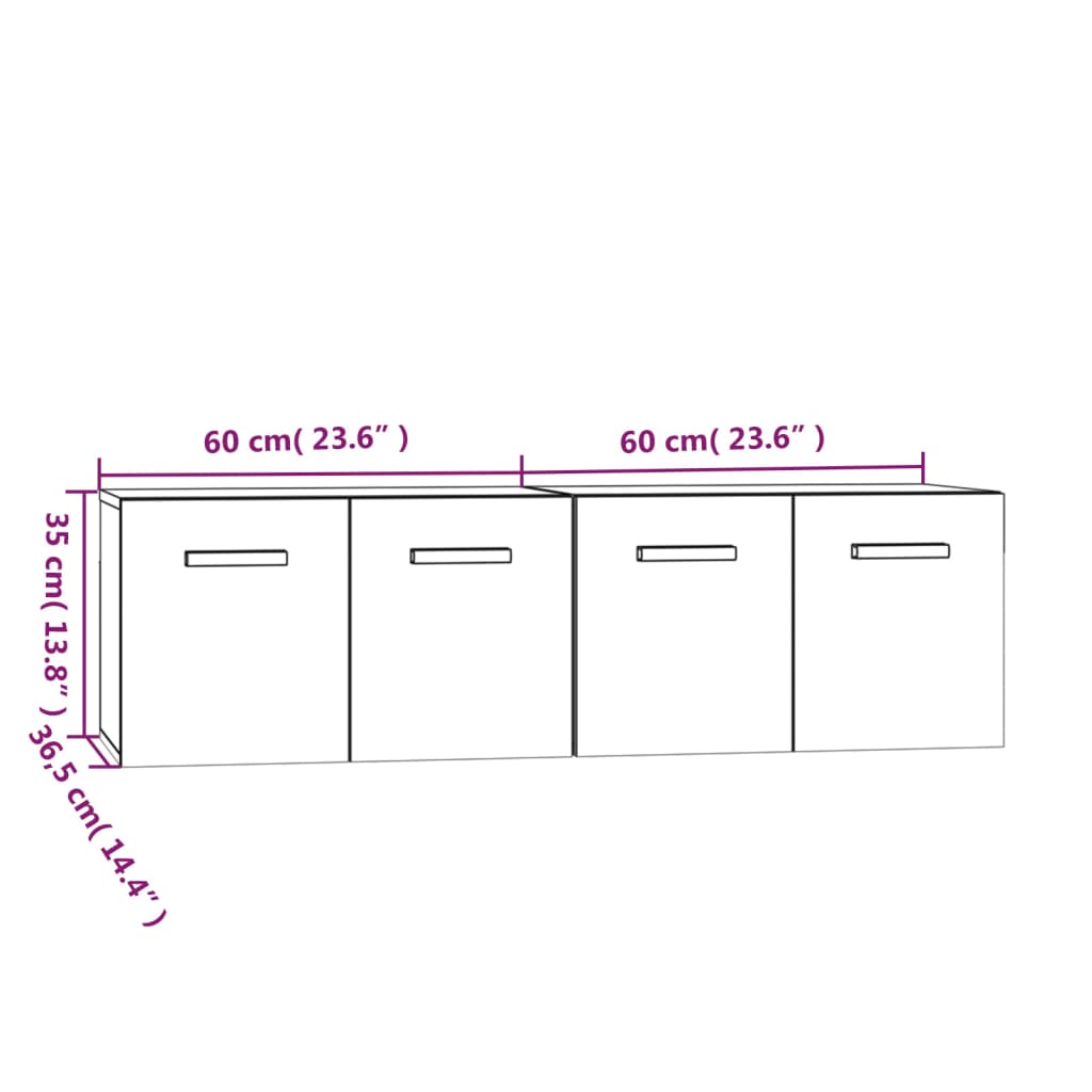 vidaXL Wall Cabinets 2 pcs Sonoma Oak 60x36.5x35 cm Engineered Wood