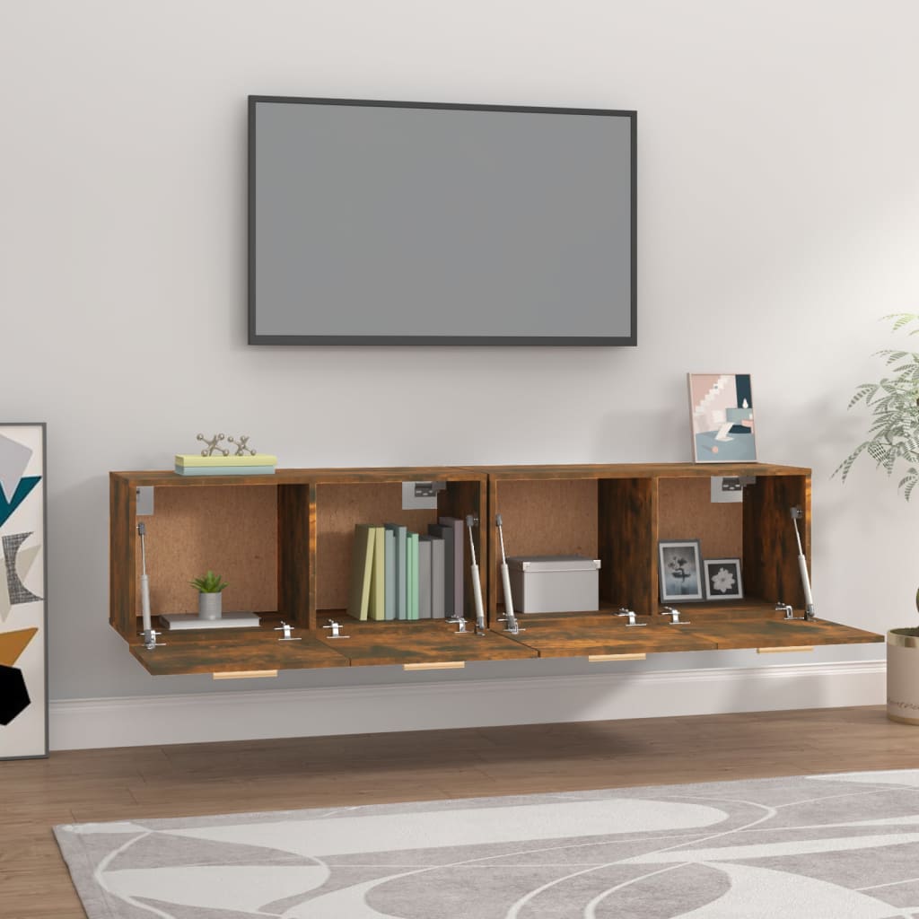 vidaXL Wall Cabinets 2 pcs Smoked Oak 80x35x36.5 cm Engineered Wood