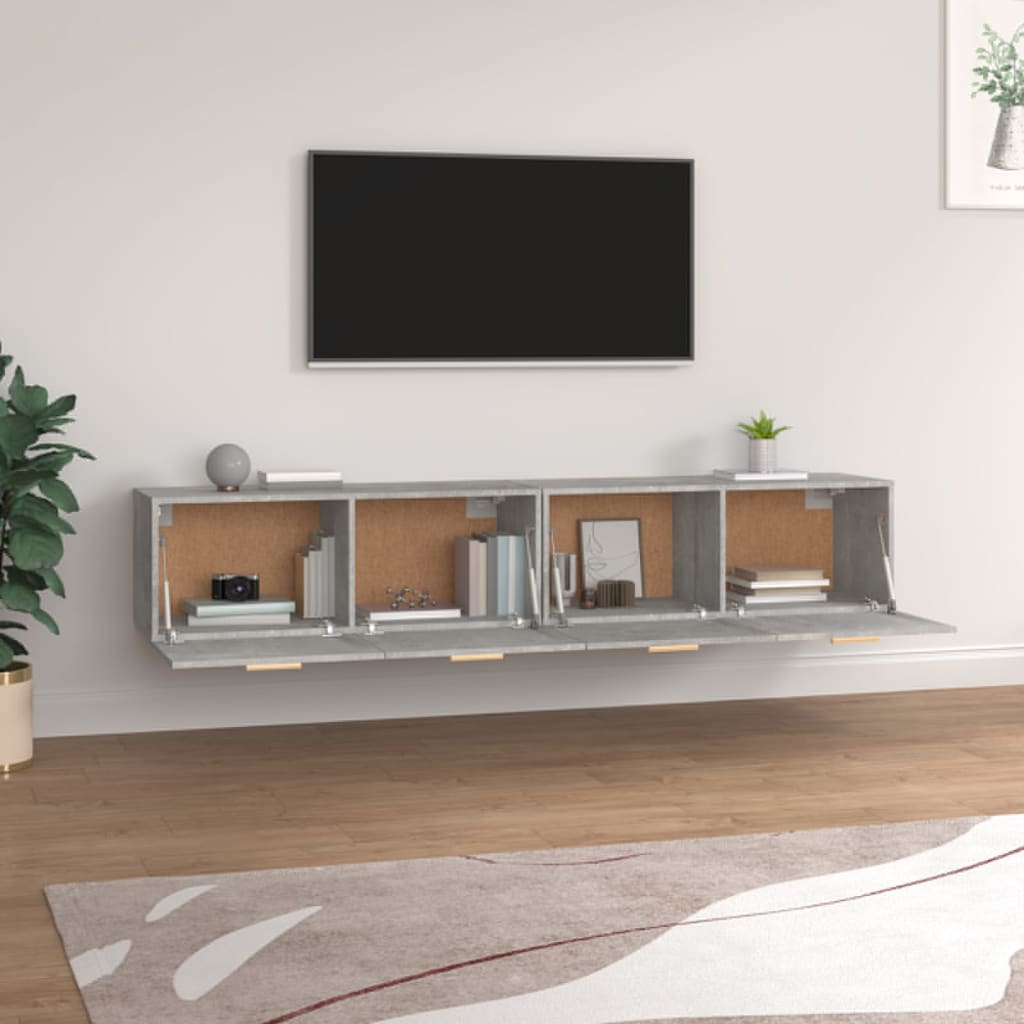 vidaXL Wall Cabinets 2 pcs Concrete Grey 100x36.5x35 cm Engineered Wood