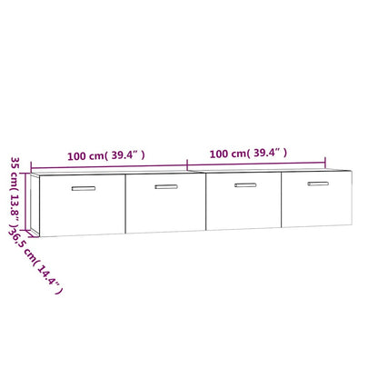 vidaXL Wall Cabinets 2 pcs Smoked Oak 100x36.5x35 cm Engineered Wood
