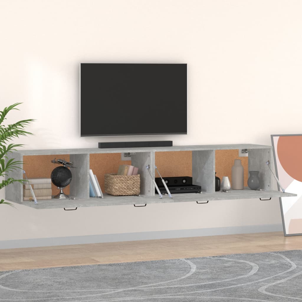 vidaXL Wall Cabinets 2 pcs Concrete Grey 100x36.5x35 cm Engineered Wood