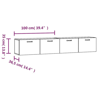 vidaXL Wall Cabinets 2 pcs Smoked Oak 100x36.5x35 cm Engineered Wood