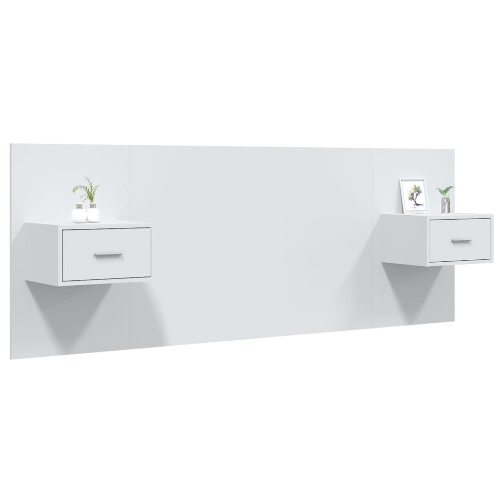 vidaXL Bed Headboard with Cabinets White Engineered Wood
