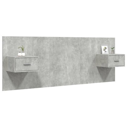 vidaXL Bed Headboard With Cabinet | Concrete grey | Engineered wood | Average