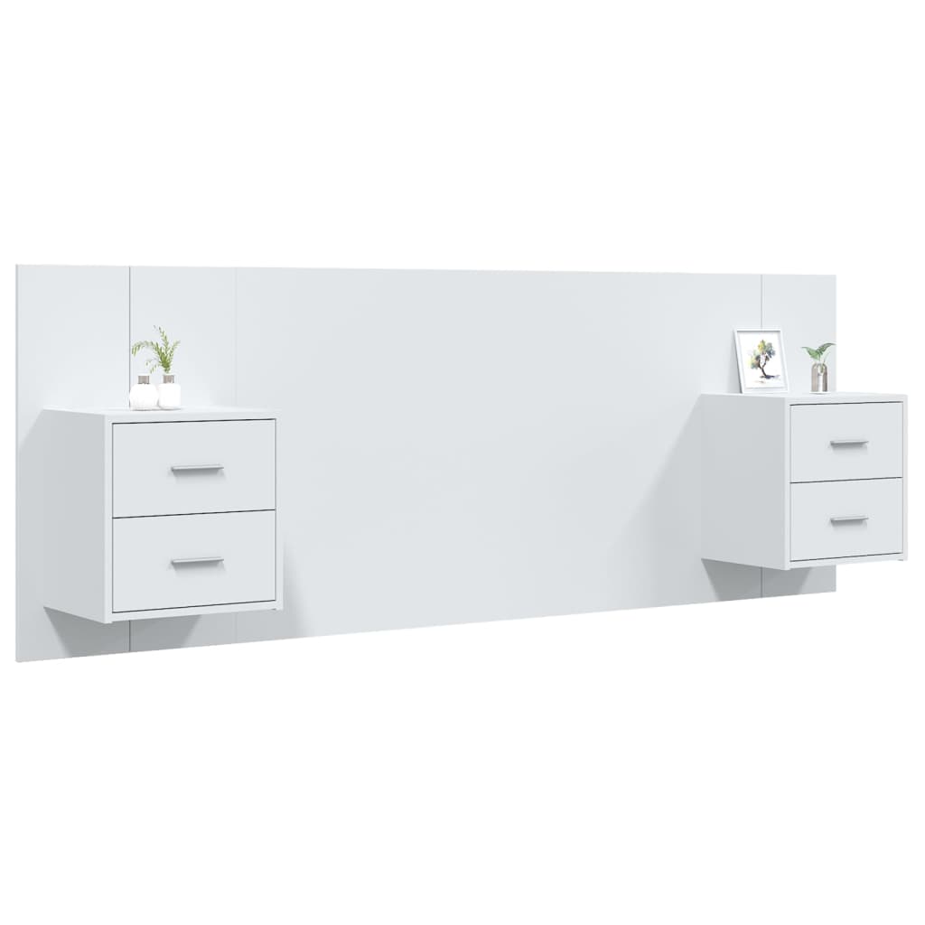 vidaXL Bed Headboard with Cabinets White Engineered Wood