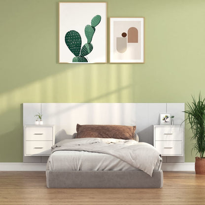 vidaXL Bed Headboard with Cabinets White Engineered Wood