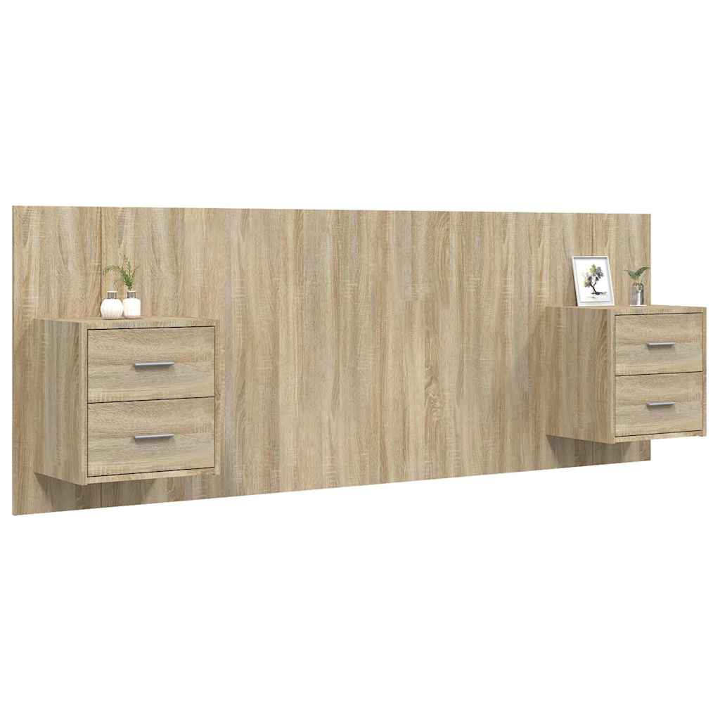 vidaXL Bed Headboard with Cabinets Sonoma Oak Engineered Wood